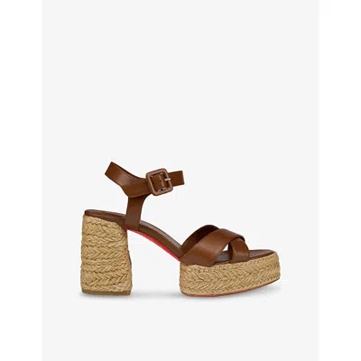 CHRISTIAN LOUBOUTIN WOMENS CHRISTIAN LOUBOUTIN CALAKALA 85 SUEDE AND LEATHER HEELED ESPADRILLES