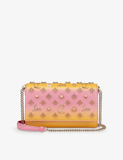 Christian Louboutin Womens Degraftersun/gold Paloma Charm-embellished Leather Clutch Bag