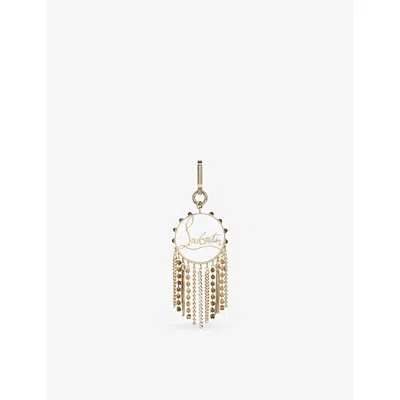 Christian Louboutin Womens Gold/gun Metal Louboutin Trapeze Crystal-embellished Metal Keyring In Burgundy