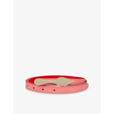 Christian Louboutin Womens Grapefruit Loubi Bettina Reverse Leather Belt In Pink