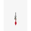 Christian Louboutin Womens Gun Metal/loubi Mooncrest Leather And Steel Keyring In Gray