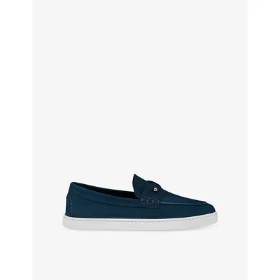 Christian Louboutin Womens Last Night Chambeliboat Donna Flat Leather Loafers Eur 40 / 7 Uk In Blue