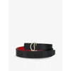 Christian Louboutin Logo Leather Belt In Black/loubi