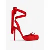 Christian Louboutin Cassia Silk Ankle-tie Red Sole Ballerina Pumps In Red