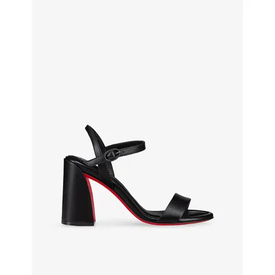 Christian Louboutin Womens Black/lin Black Miss Jane 85 Leather Heeled Sandals Eur 39.5 / 6.5 Uk