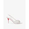 Christian Louboutin Miss Z Crystal Embellished Slingback Sandal In Version Ivory