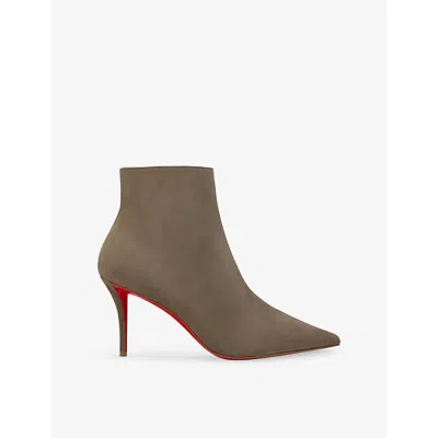 Christian Louboutin Womens Miss Z Booty 80 Suede Boots Silex Eur 38.5 / 5.5 Uk