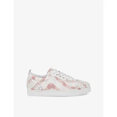 Christian Louboutin Womens  Louis Junior Spikes Suede Low-top Trainers