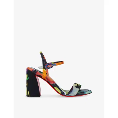 Christian Louboutin Womens Multi Miss Jane 85 Satin Heeled Sandals Eur 37.5 / 4.5 Uk