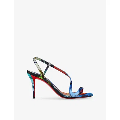 Christian Louboutin Womens Multi Rosa Z 80 Satin Heeled Sandals Eur 37.5 / 4.5 Uk