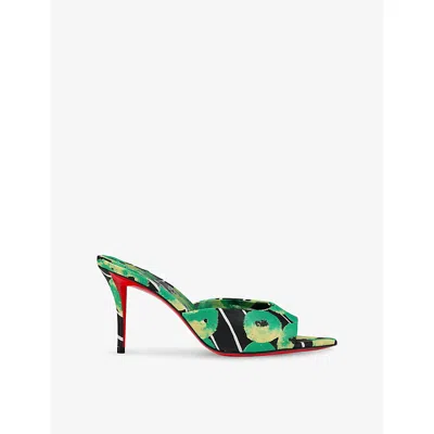 CHRISTIAN LOUBOUTIN WOMENS MULTI TROPICAL MISS Z 80 TOILE ENDUIT GAAGAL HEELED MULES EUR 38.5 / 5.5 UK