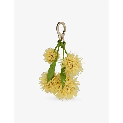 Christian Louboutin Mimosa Flower Leather Bag Charm In Yellow