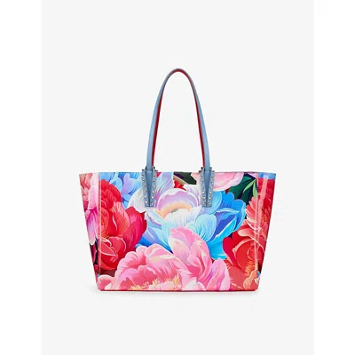 Christian Louboutin Womens Multi/silver Cabata Peonies Soft Small Patent-leather Tote Bag
