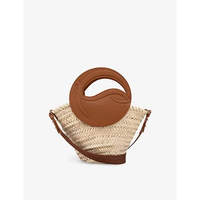 Christian Louboutin Womens Natural/cuoio Biloumoon Small Raffia And Leather Basket Bag In Brown