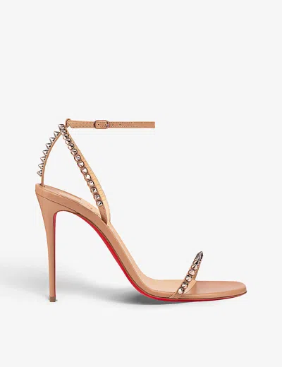 Christian Louboutin Womens Nude So Me 100 Leather Heeled Sandals In Nude (lingerie)