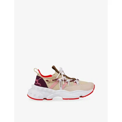 CHRISTIAN LOUBOUTIN WOMENS PEARL/AMARA TRAILNRUN DONNA LEATHER RUNNING TRAINERS EUR 38.5 / 5.5 UK