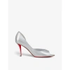 CHRISTIAN LOUBOUTIN CHRISTIAN LOUBOUTIN WOMENS SILVER APOSTROPHA 80 POINTED-TOE METALLIC-LEATHER COURTS