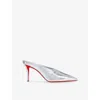 Christian Louboutin Miss Z 80mm Metallic Leather Mules In Metallic
