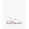 Christian Louboutin Simple Queenie Slide Sandal In Silver