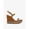 Christian Louboutin Studded Braided Wedge Sandals Embellishments In Terra