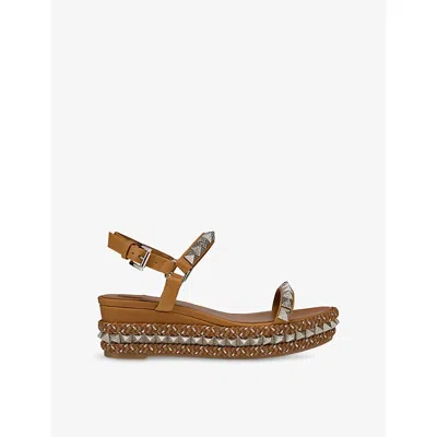 CHRISTIAN LOUBOUTIN WOMENS TERRA PYRACLOU 60 LEATHER ESPADRILLES EUR 37 / 4 UK
