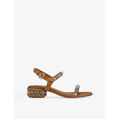 CHRISTIAN LOUBOUTIN WOMENS CHRISTIAN LOUBOUTIN PYRASAND 30 STUD-EMBELLISHED LEATHER HEELED SANDALS