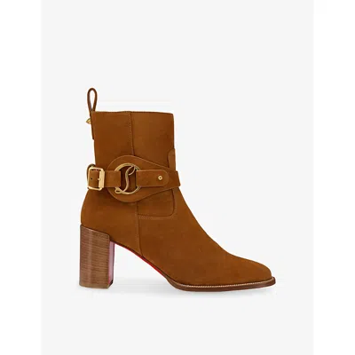 Christian Louboutin Womens Toscan Dianouchette 70 Suede Heeled Boots Eur 36 / 3 Uk In Brown