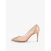 Christian Louboutin Follies Crystal Embellished Mesh Pointed Toe Pump In Version Light