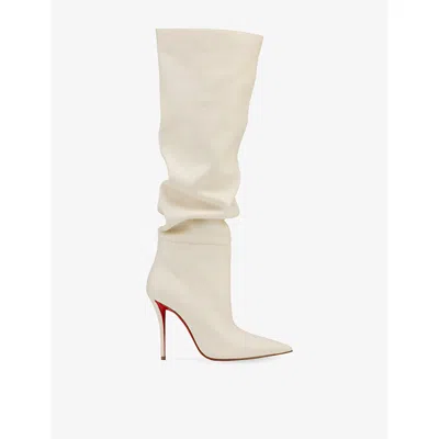 Christian Louboutin Zependris 100 Deer Leather Knee-high Boots In Neutral