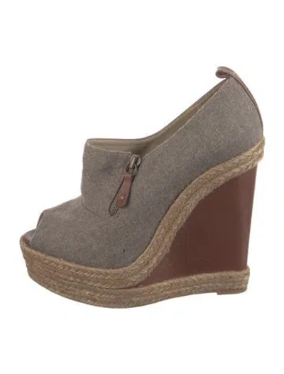 Pre-owned Christian Louboutin Wool Braided Accents Espadrilles In Gray