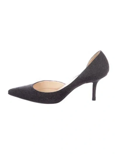 Pre-owned Christian Louboutin Wool D'orsay Pumps In Gray
