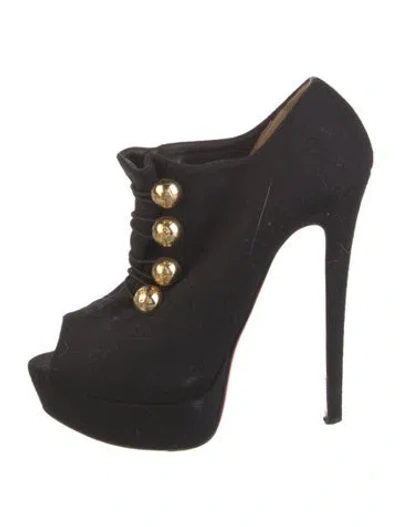 Pre-owned Christian Louboutin Wool Lace-up Boots In Black