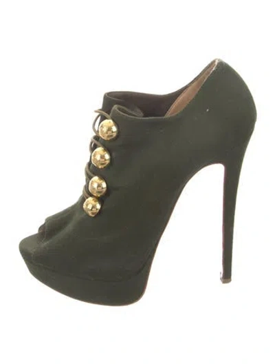 Pre-owned Christian Louboutin Wool Pumps In Green