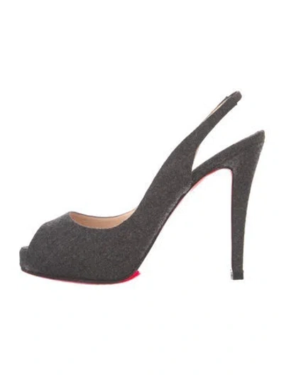 Pre-owned Christian Louboutin Wool Slingback Sandals In Gray