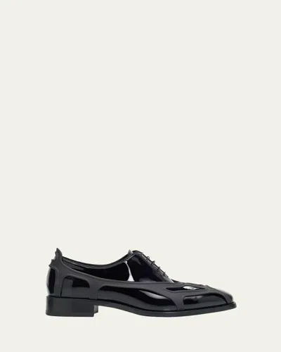 Christian Louboutin X Jaden Smith Men's Caged Patent Leather Oxfords In Black