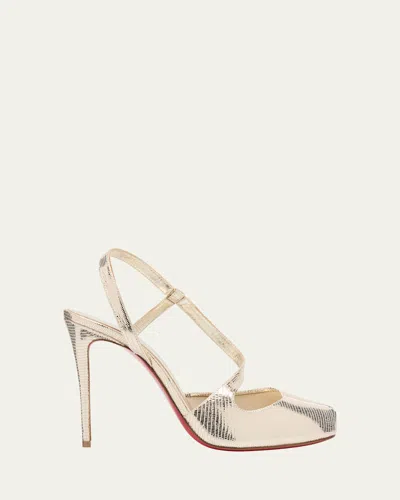 Christian Louboutin X Maison Margiela Loubiella Tabi-toe Stilleto Sandals In Platinelin Lt Platine