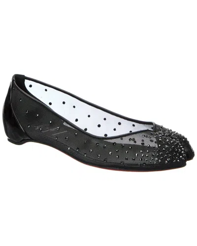 Christian Louboutin Marlougiela Strass Red Sole Ballerina Flats In Blacklin Black