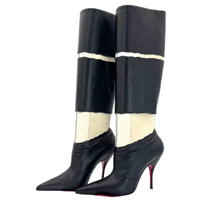 Pre-owned Christian Louboutin X Maison Margiela Xrismarteen 100 Knee High Boots 37.5 In Black