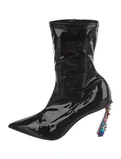 Pre-owned Christian Louboutin X Marvel Cosmic Boot Patent Leather Sock Boots In Black