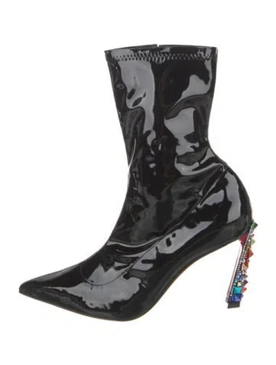 Pre-owned Christian Louboutin X Marvel Cosmic Patent Leather Sock Boots In Black