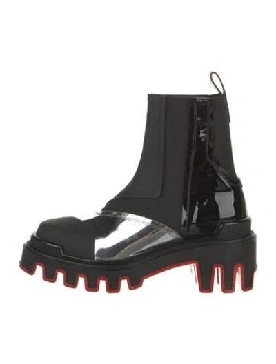 Pre-owned Christian Louboutin X Marvel Leather Chelsea Boots In Black