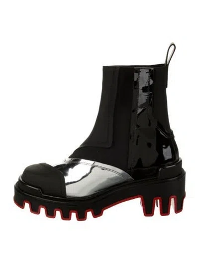 Pre-owned Christian Louboutin X Marvel Leather Combat Boots In Black
