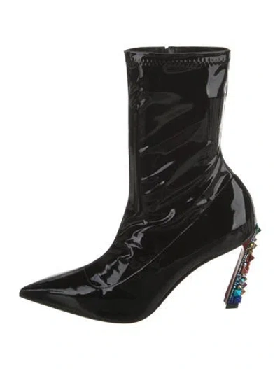 Pre-owned Christian Louboutin X Marvel Patent Leather Boots In Black