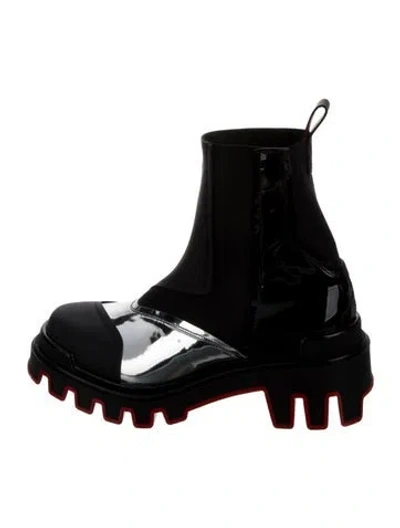 Pre-owned Christian Louboutin X Marvel Patent Leather Chelsea Boots In Black