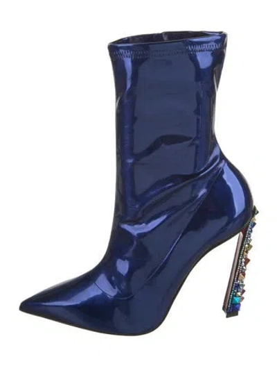 Pre-owned Christian Louboutin X Marvel Patent Leather Crystal Embellishments Boots