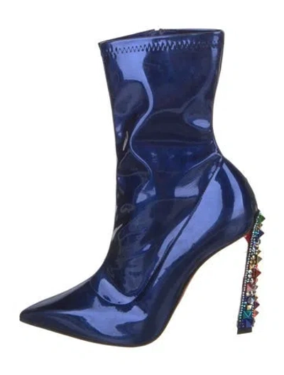 Pre-owned Christian Louboutin X Marvel Patent Leather Crystal Embellishments Sock Boots In Multi
