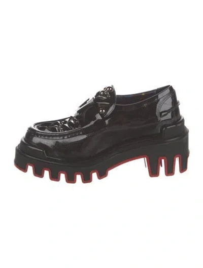 Pre-owned Christian Louboutin X Marvel Patent Leather Studded Accents Oxfords In Black