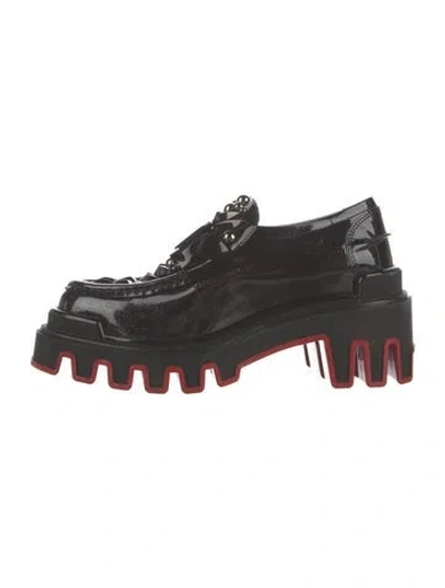 Pre-owned Christian Louboutin X Marvel Patent Leather Studded Accents Oxfords In Black