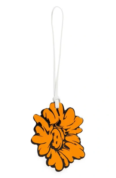 Christian Louboutin X Shun Sudo Button Flower Leather Bag Charm In Black-orange