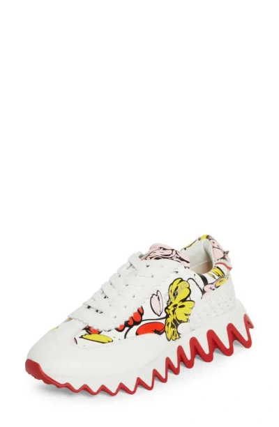 Christian Louboutin X Shun Sudo Loubishark Button Flower Sneaker In White/multi